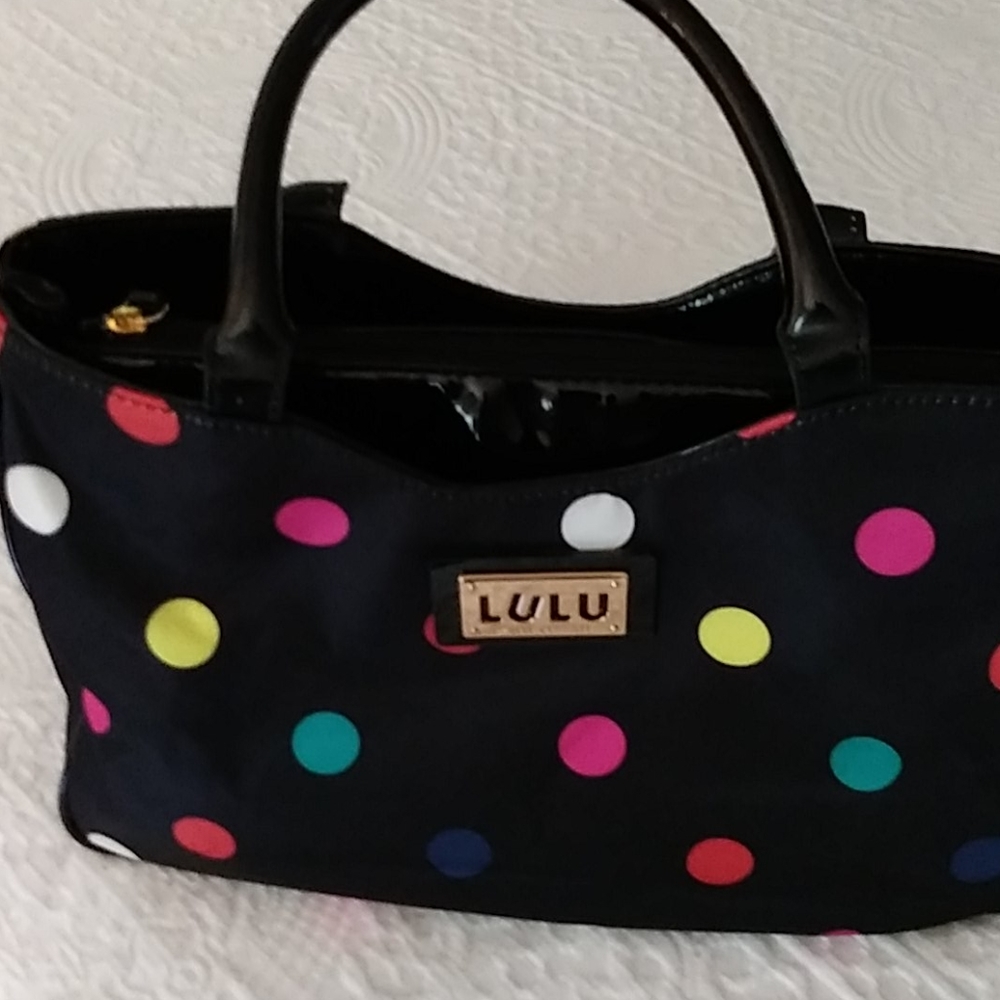 LULU GUINNESS Polkadot handbag with small purse